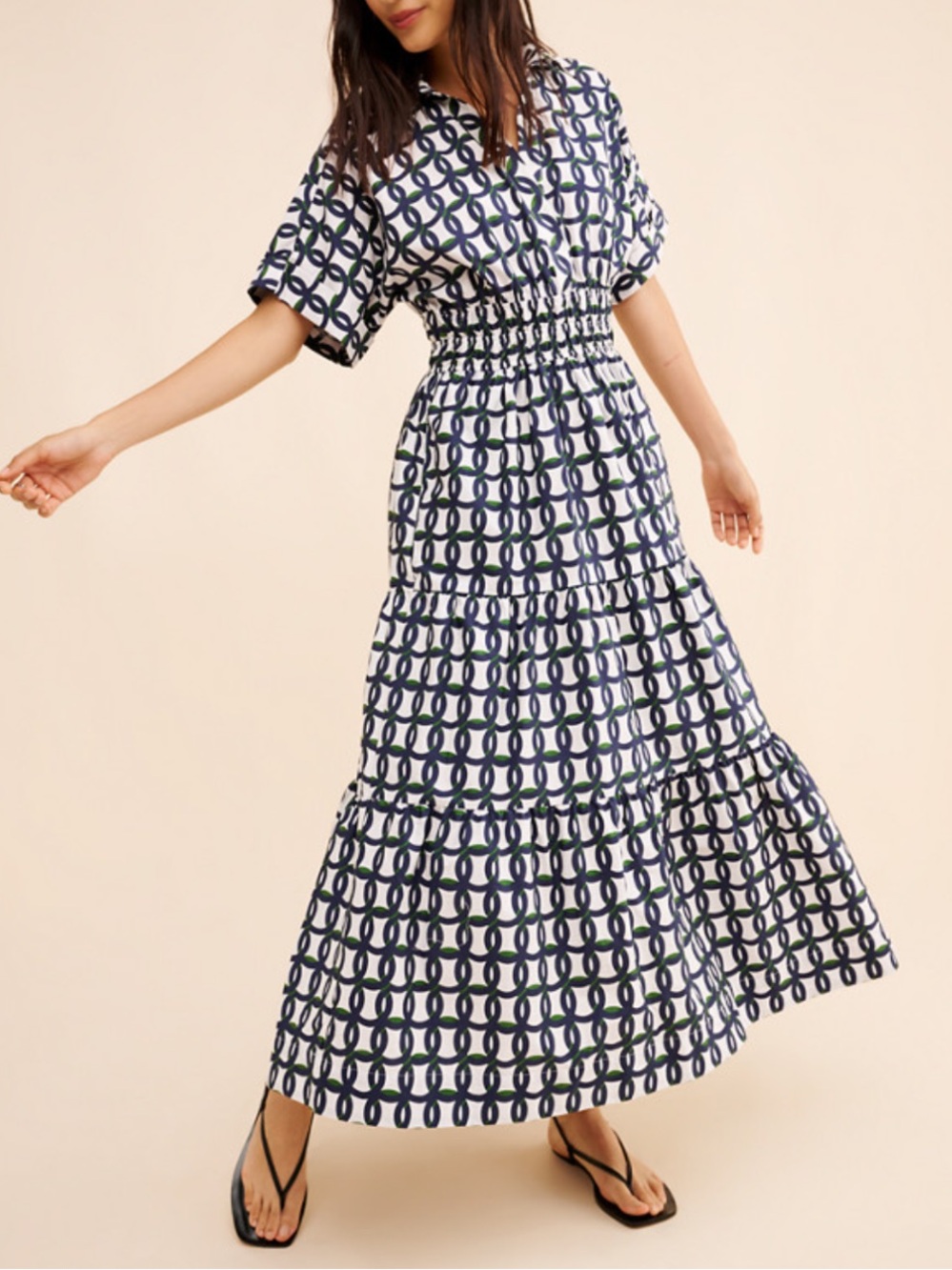 Anthropologie Somerset Maxi Dress: Shirt Dress Edition Blue Green Geometric